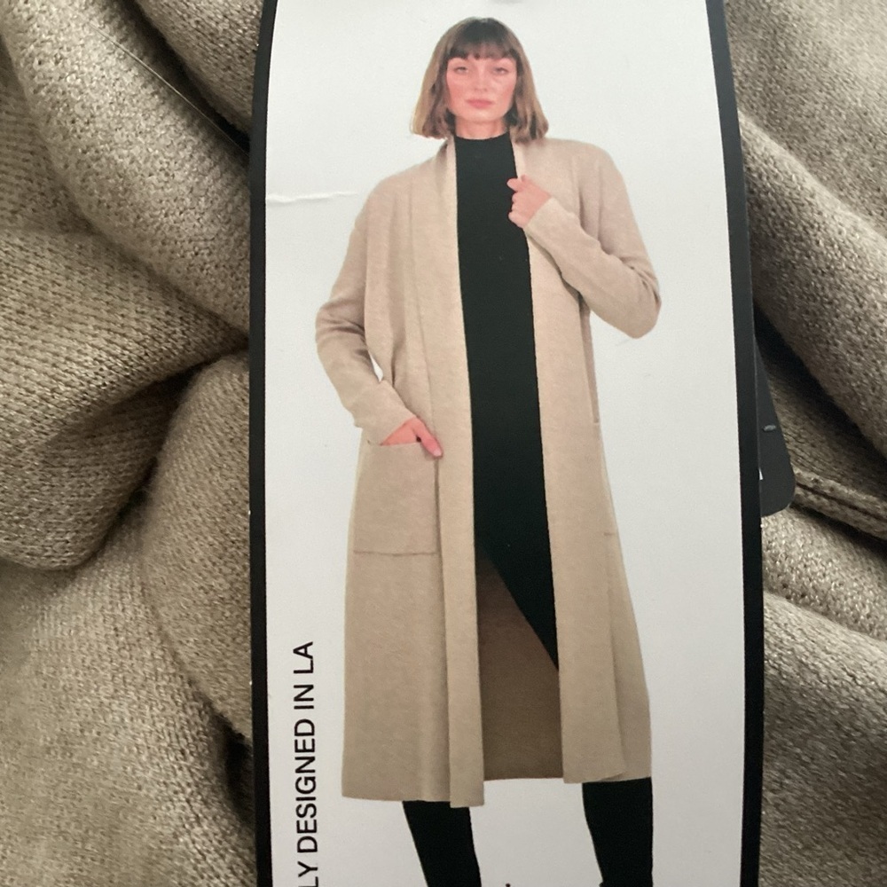 Max Sport Long Duster Cardigan Coat Buff Medium NWT